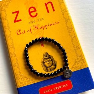 BLACK NATURAL STONE “OM” BRACELET (small stone)